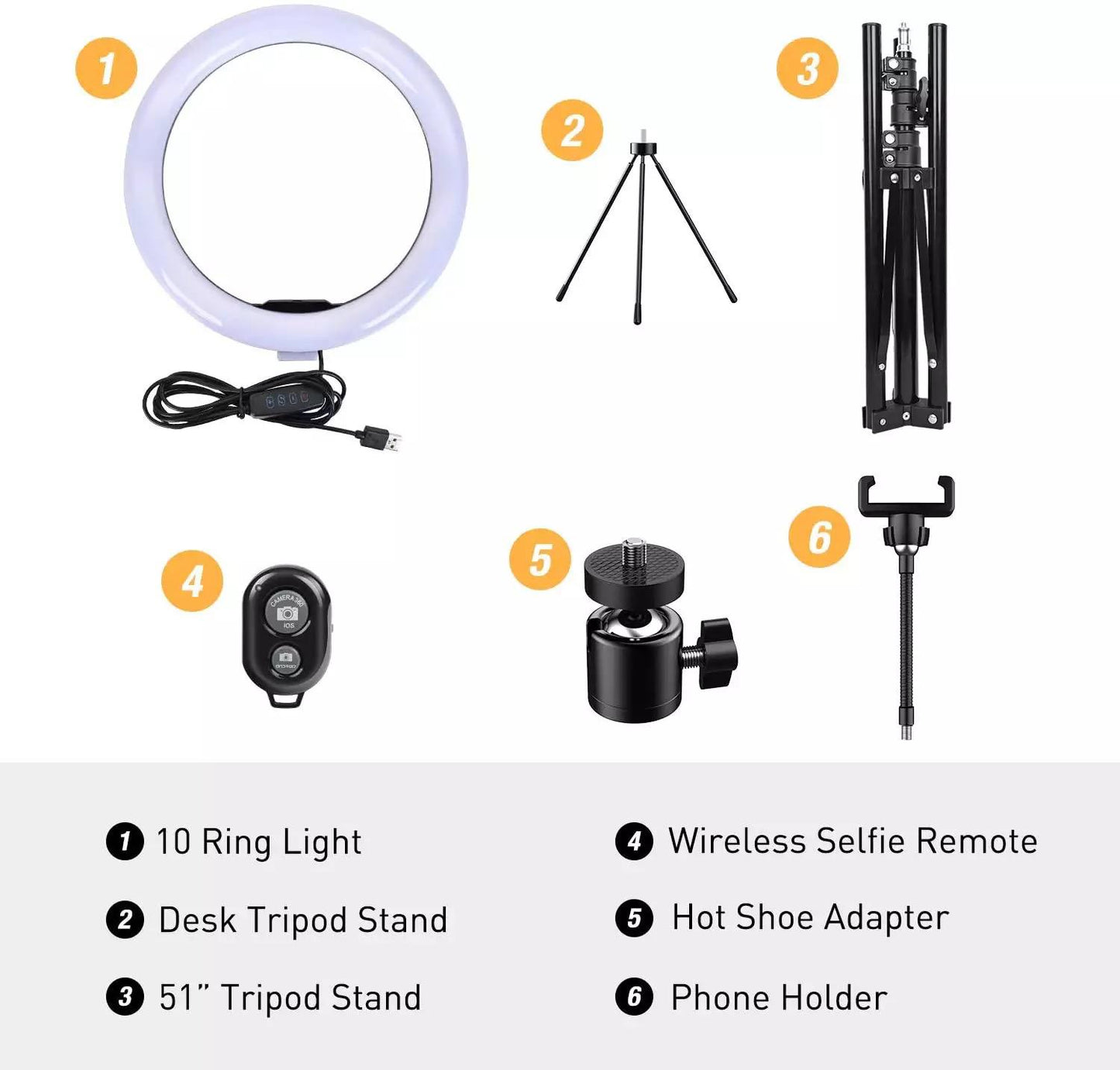 LED RING LIGHT STOR STATIV 10"
