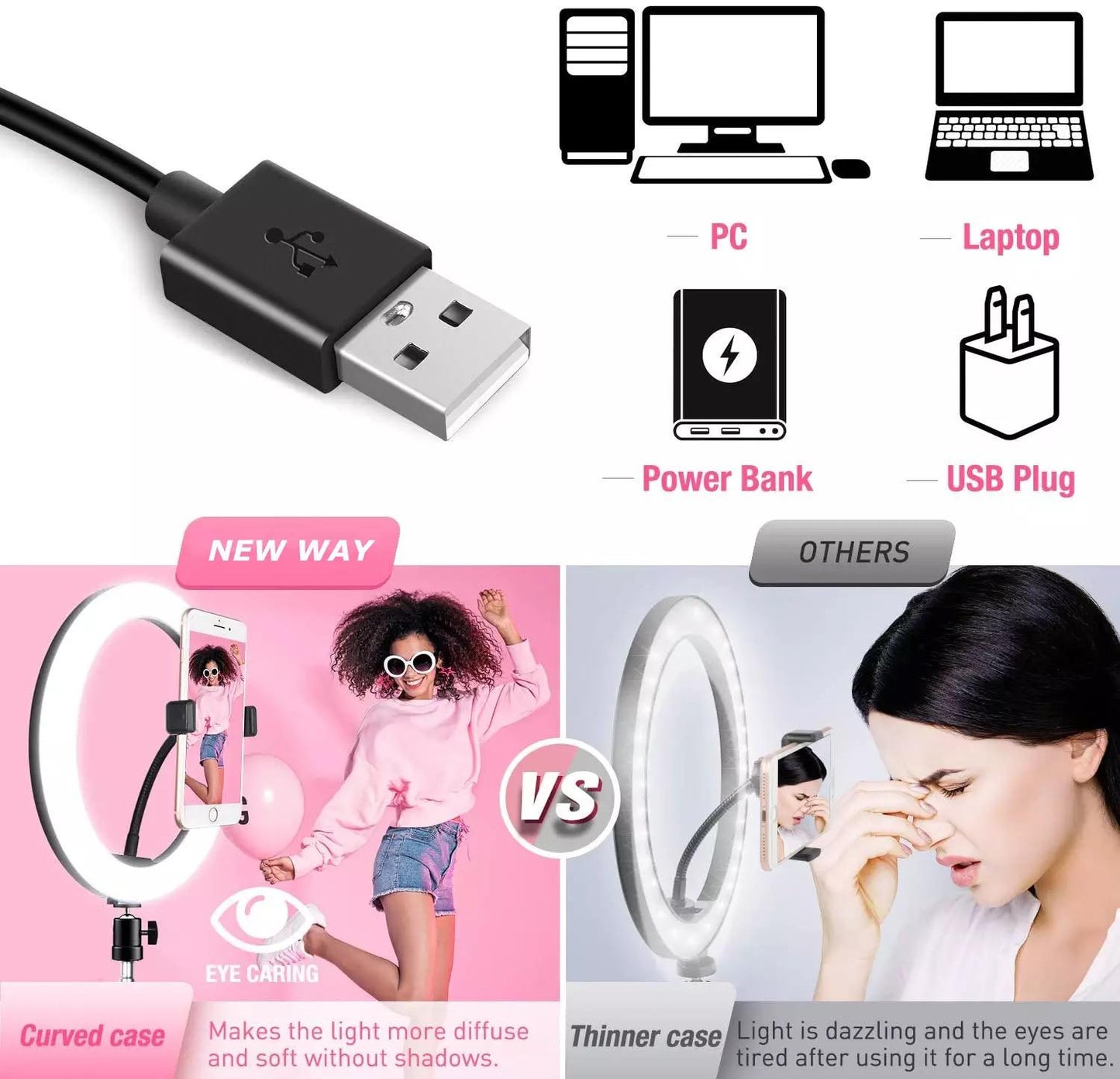 LED RING LIGHT STOR STATIV 10"