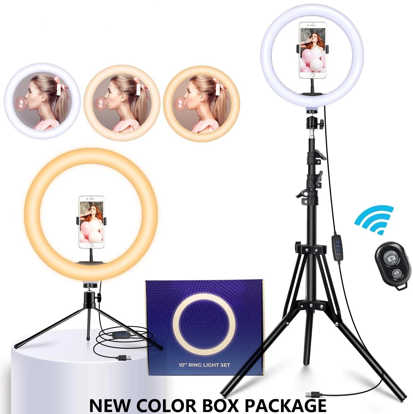 LED RING LIGHT STOR STATIV 10"