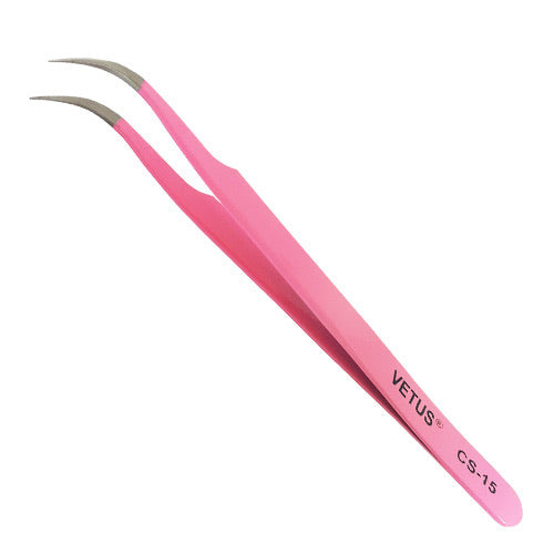 Tweezer Vetus Curved Pink CS-15